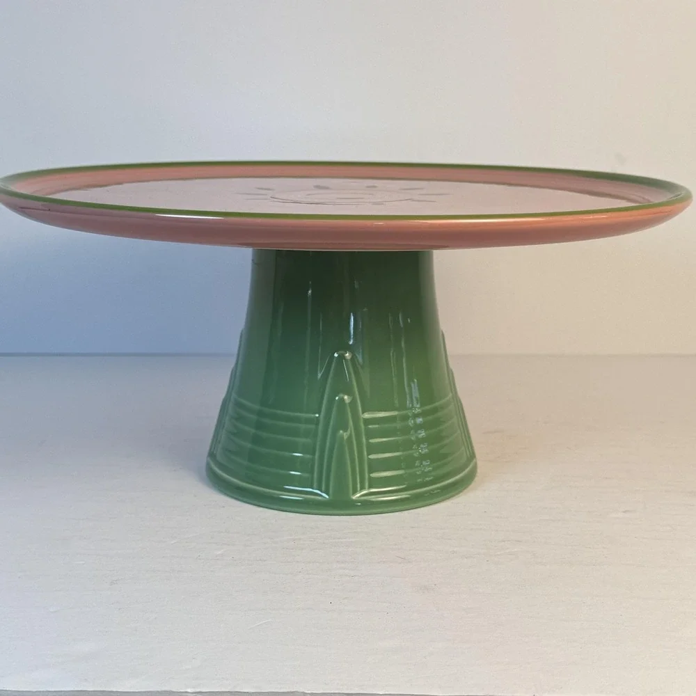 Fiesta Watermelon Pink & Green Ceramic Cake‎ Stand Pedestal Plate USA 2024